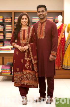 Panjabi Three Piece Couple Set